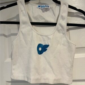 Only Fans Cropped Racerback White Tank